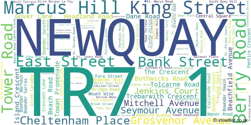 A word cloud for the TR7 1 postcode